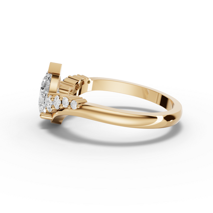 Pear Solitaire Side-Stone Moissanite Diamond Ring