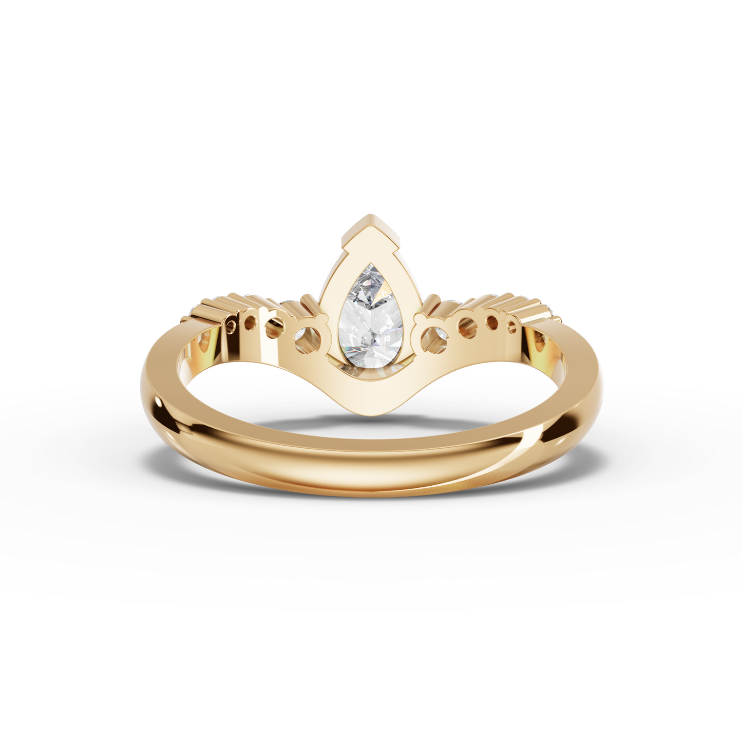Pear Solitaire Side-Stone Moissanite Diamond Ring