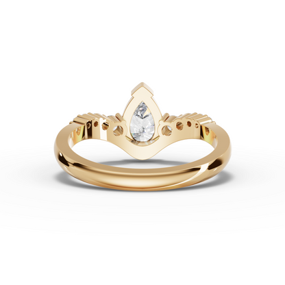 Pear Solitaire Side-Stone Moissanite Diamond Ring