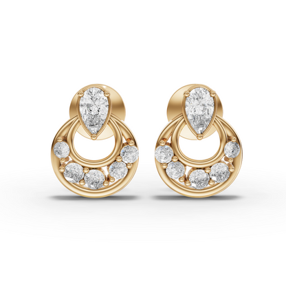 Pear Halo Drop Moissanite Diamond Earrings