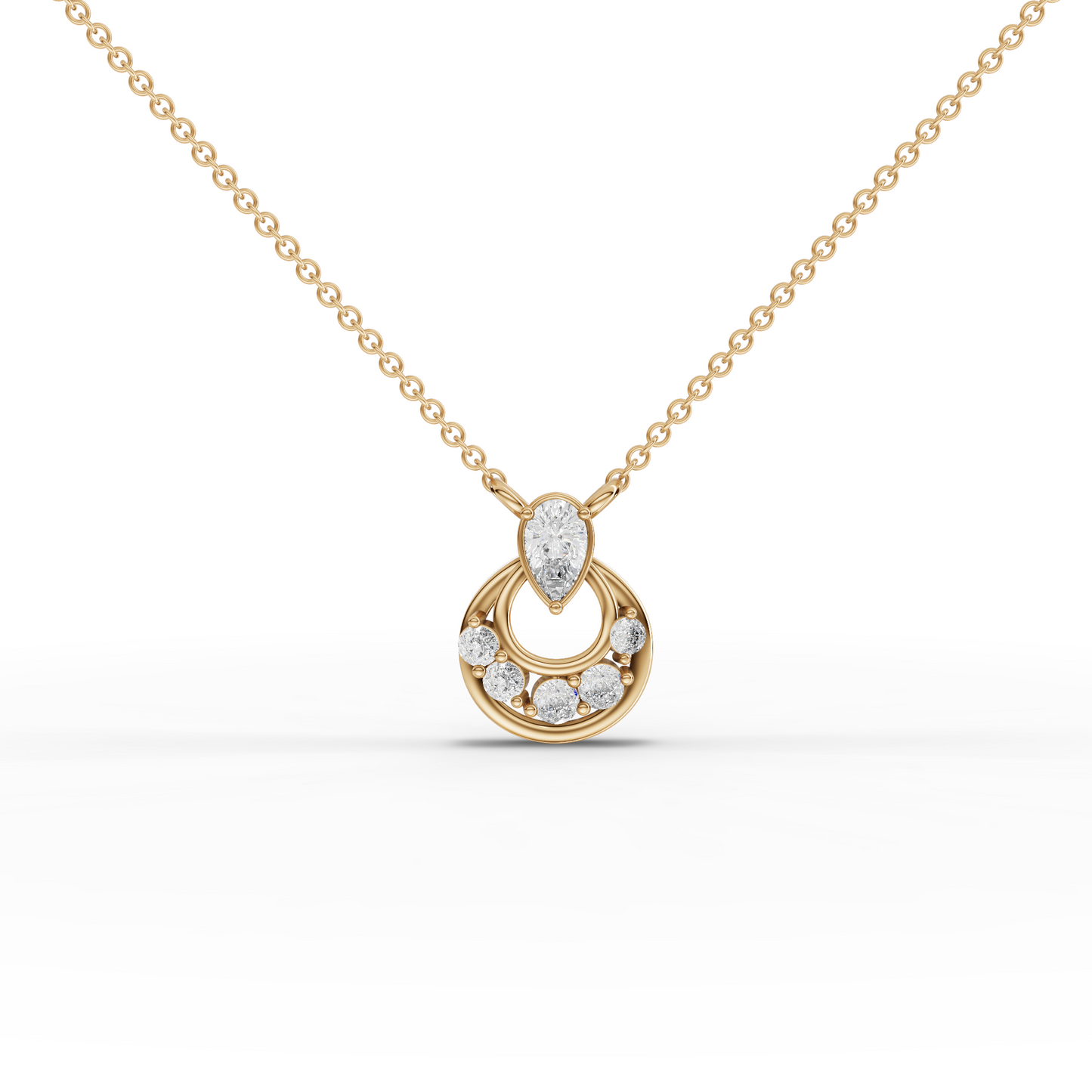 Pear Halo Drop Moissanite Diamond Necklace