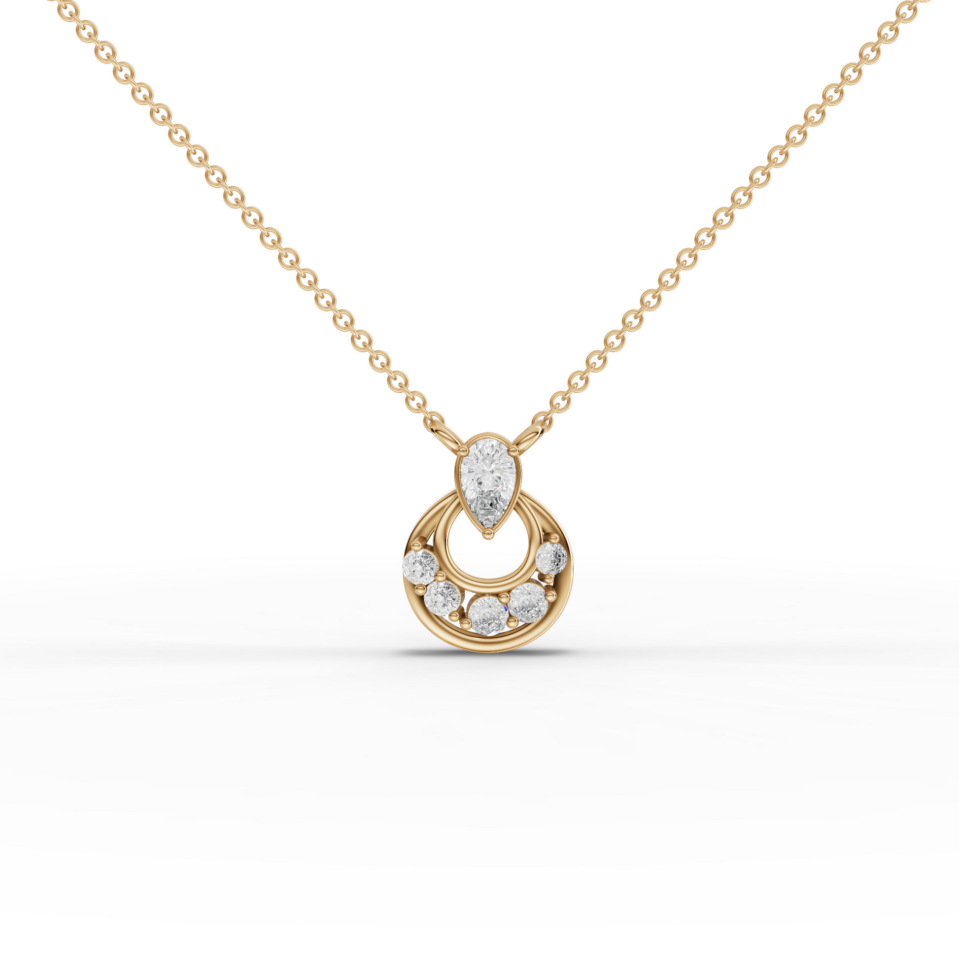 Pear Halo Drop Moissanite Diamond Necklace