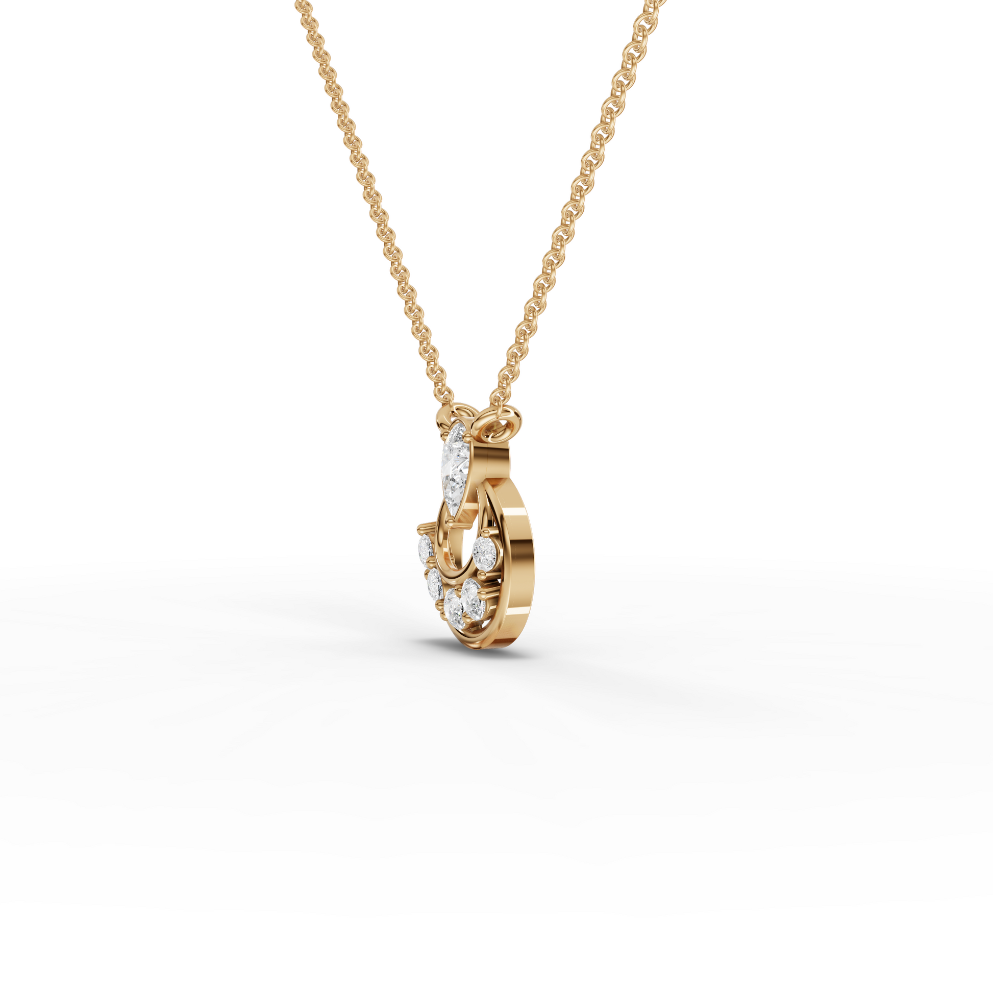 Pear Halo Drop Moissanite Diamond Necklace