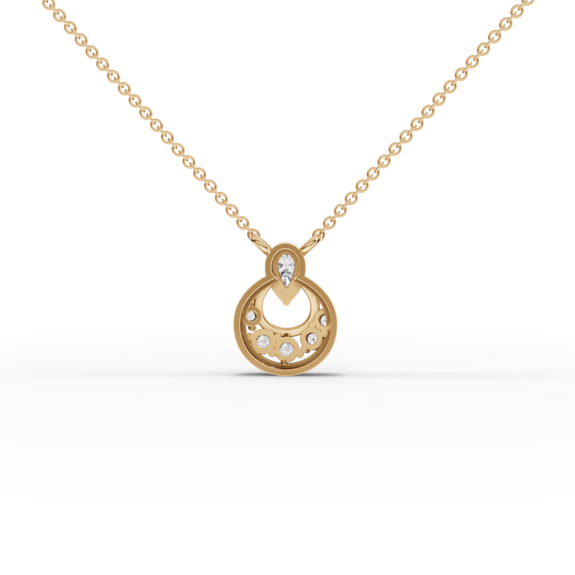 Pear Halo Drop Moissanite Diamond Necklace