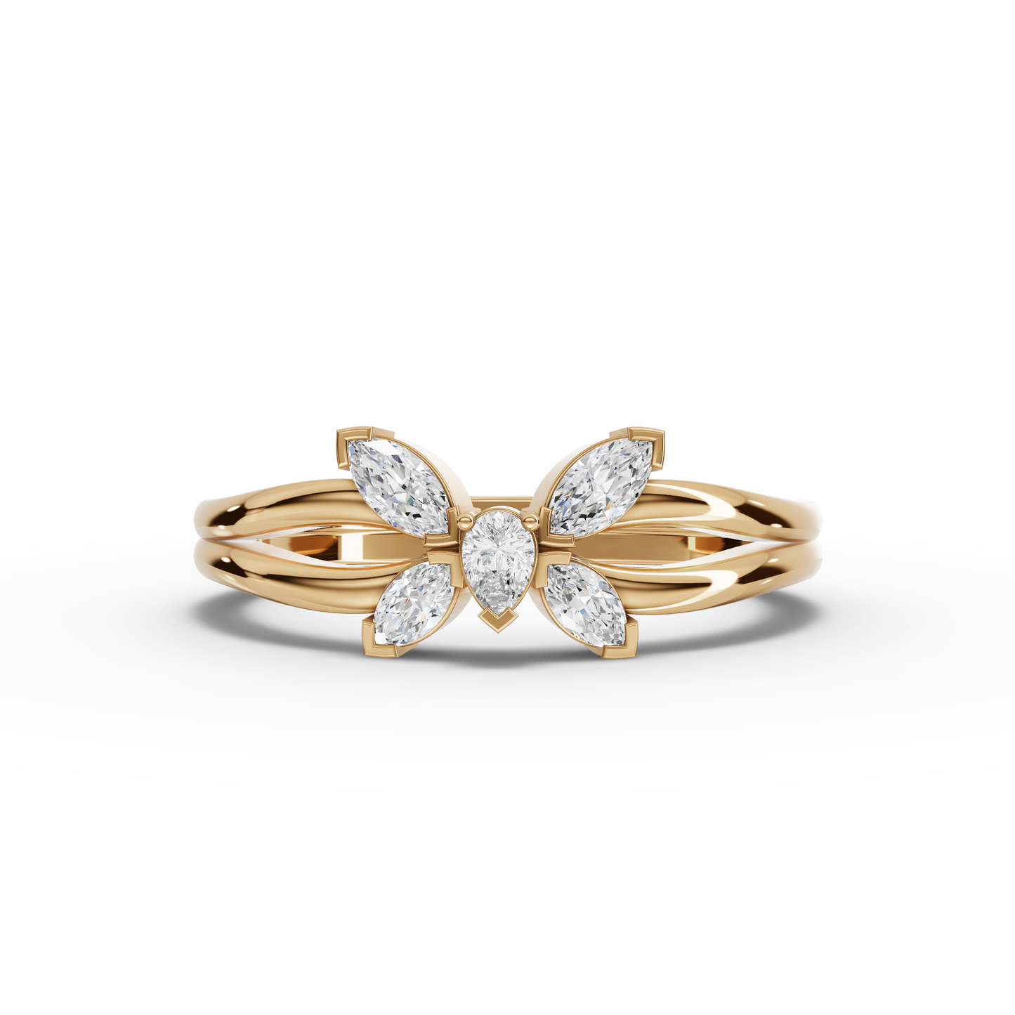 Marquise Butterfly Moissanite Diamond Bypass Ring