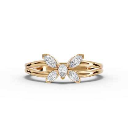Marquise Butterfly Moissanite Diamond Bypass Ring