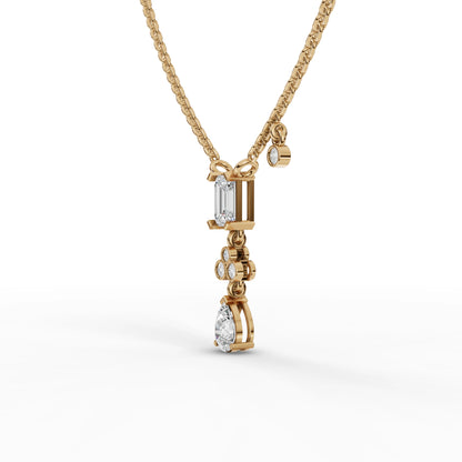 Emerald & Pear Moissanite Diamond Drop Necklace