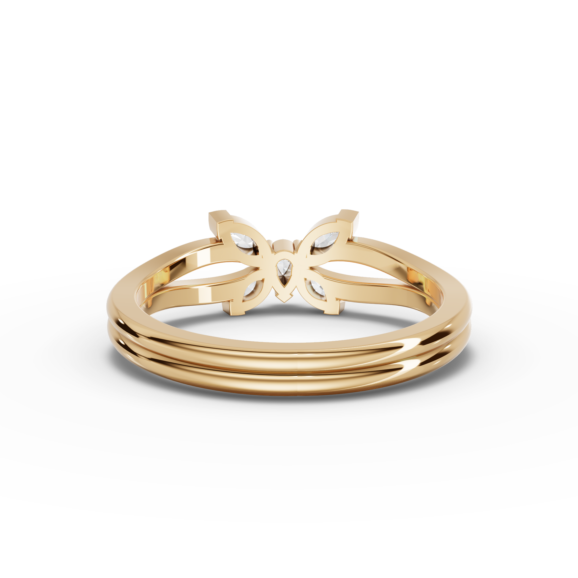 Marquise Butterfly Moissanite Diamond Bypass Ring