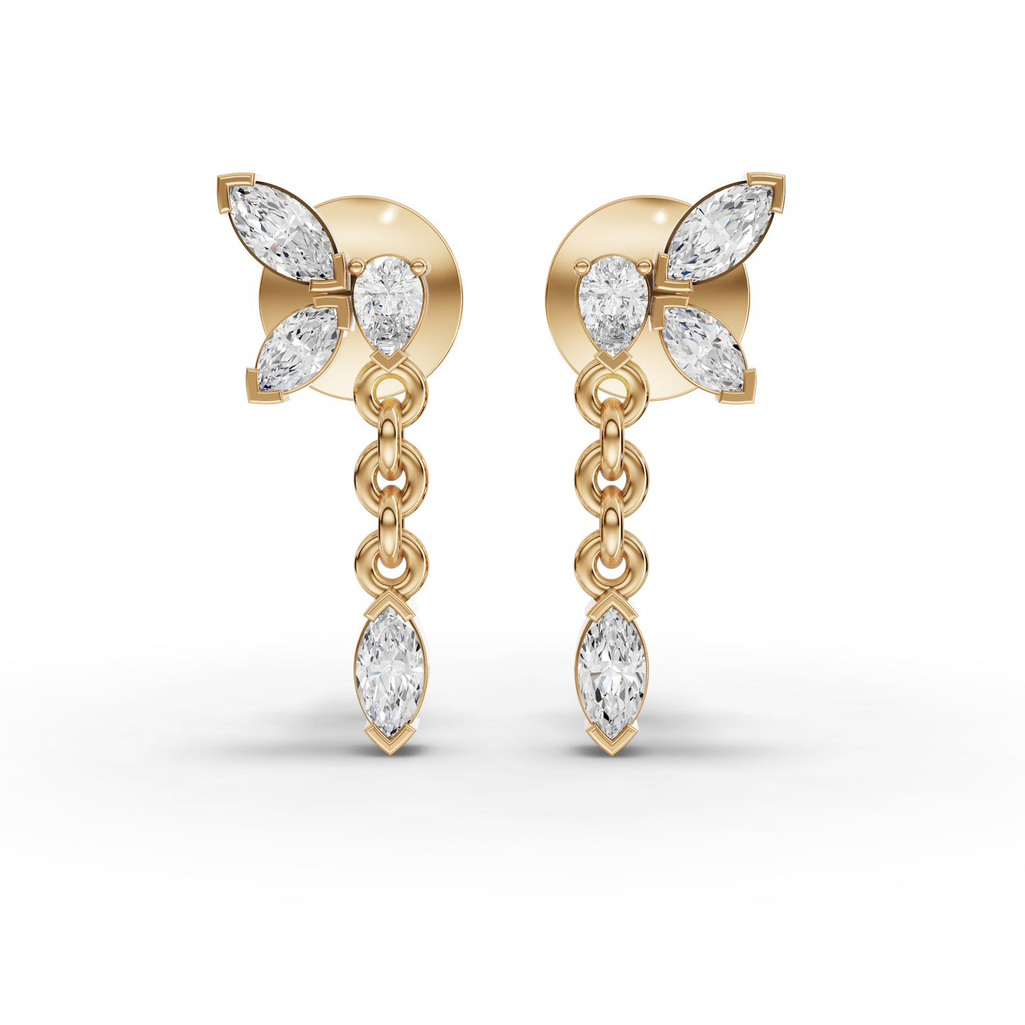 Marquise Butterfly Drop Moissanite Diamond Earrings