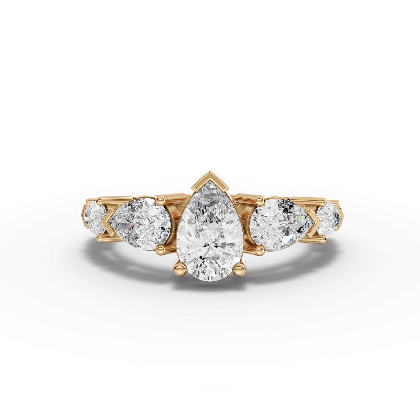 Pear Solitaire With Accent Moissanite Diamond Ring