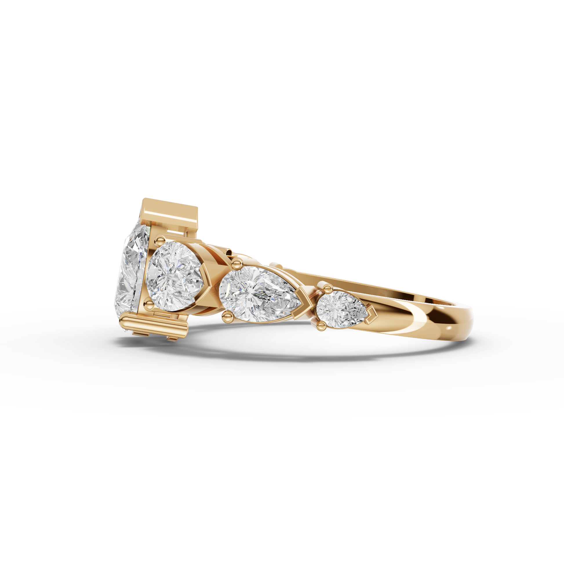 Pear Solitaire With Accent Moissanite Diamond Ring