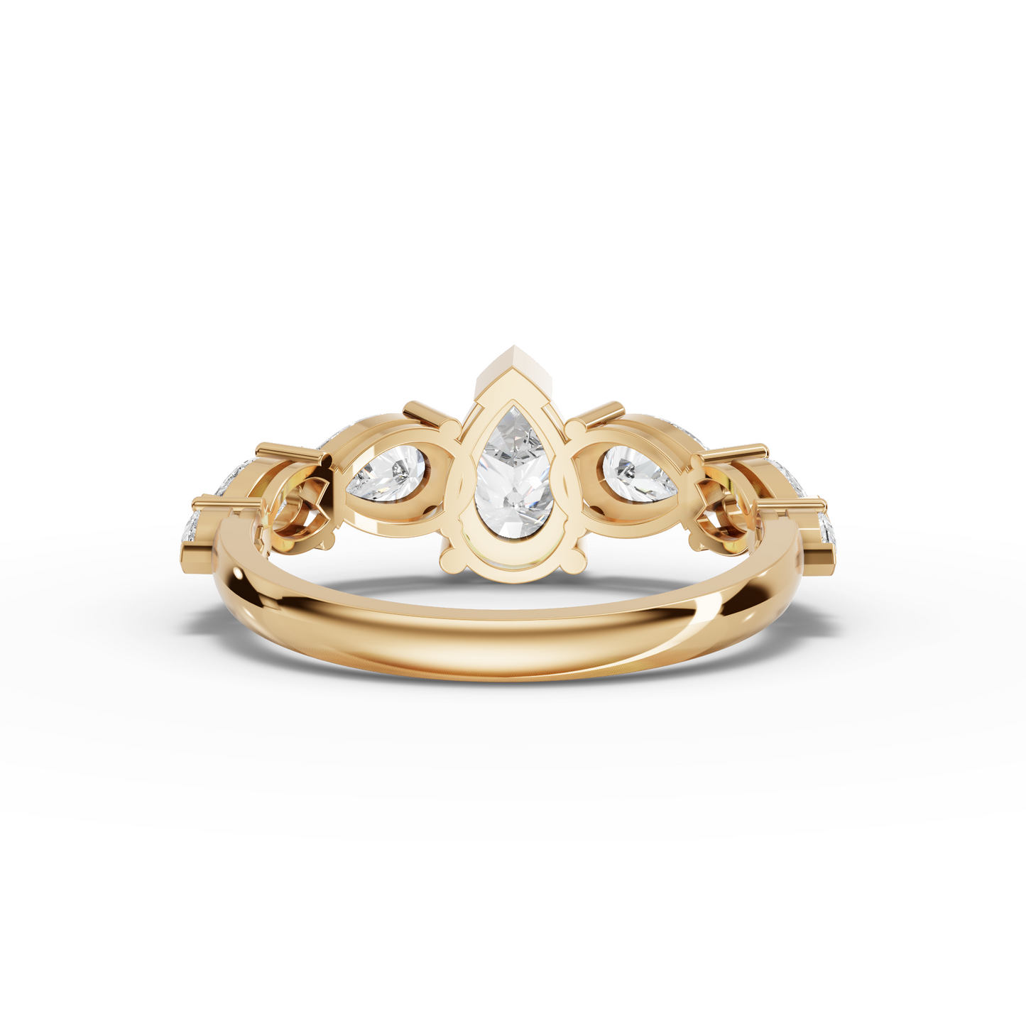Pear Solitaire With Accent Moissanite Diamond Ring