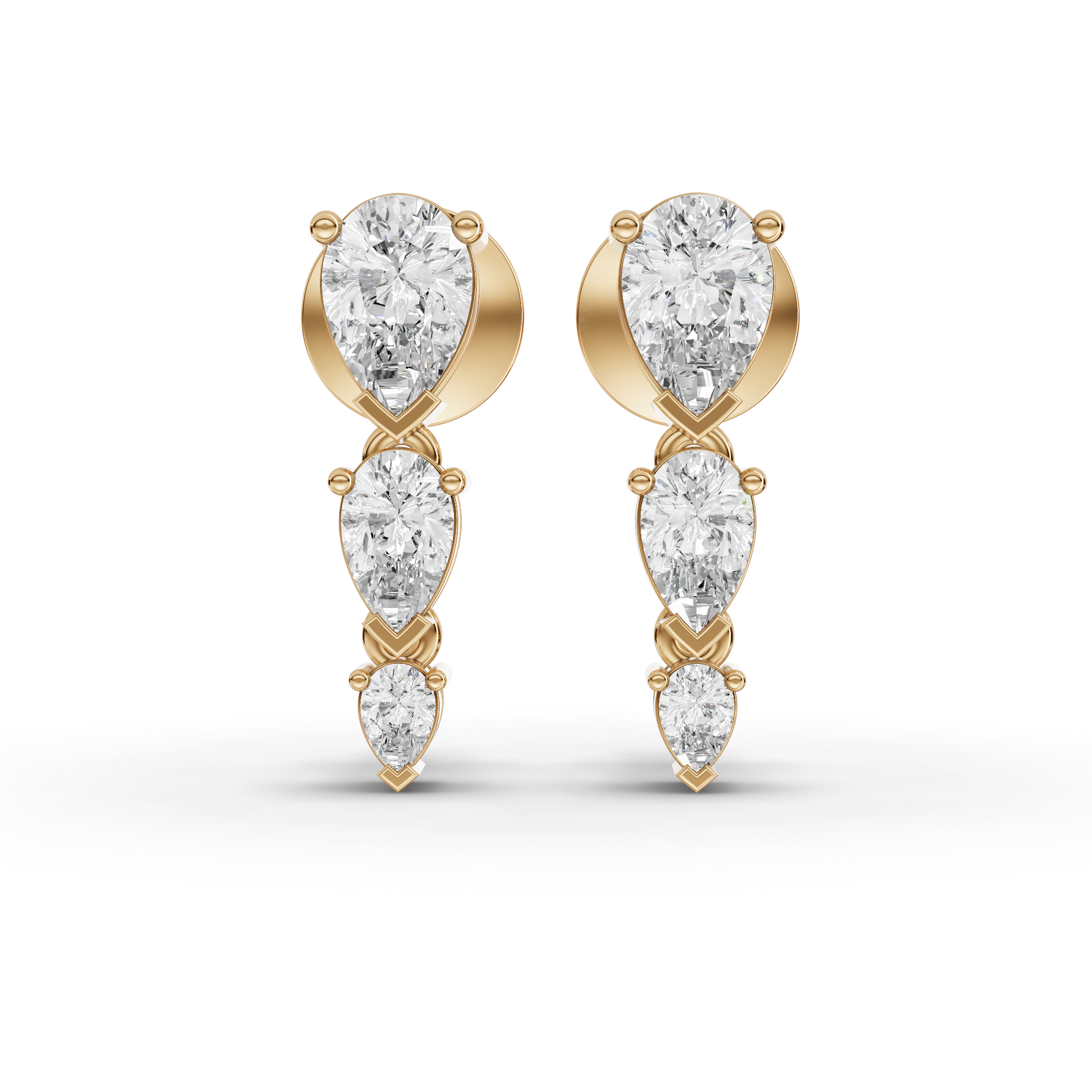 Vertical Pear Drop Statement Moissanite Diamond Earrings