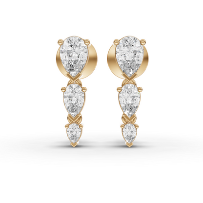 Vertical Pear Drop Statement Moissanite Diamond Earrings