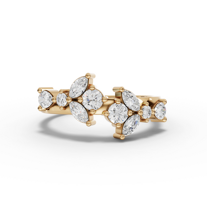 Floral Marquise & Round Cluster Moissanite Diamond Ring