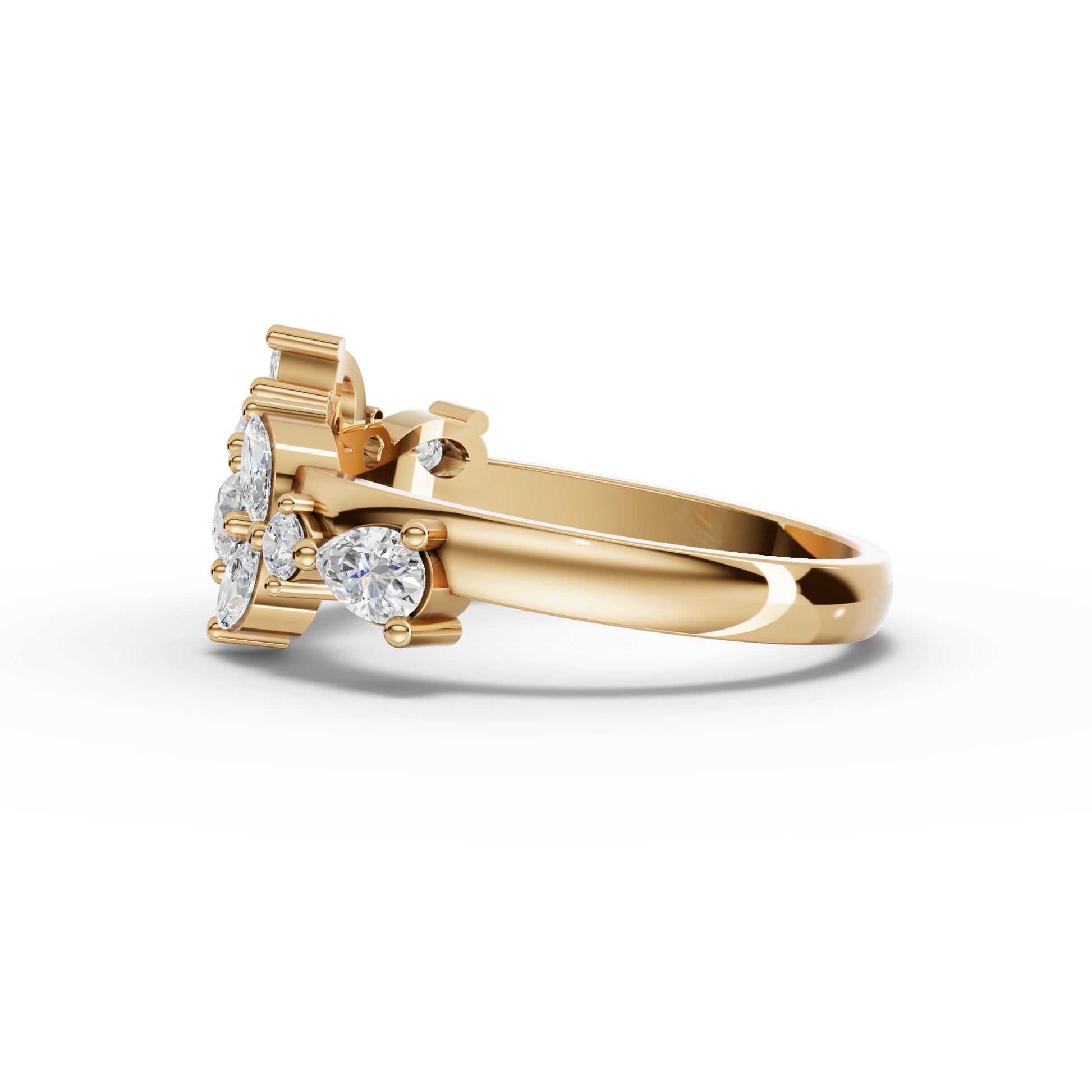 Floral Marquise & Round Cluster Moissanite Diamond Ring