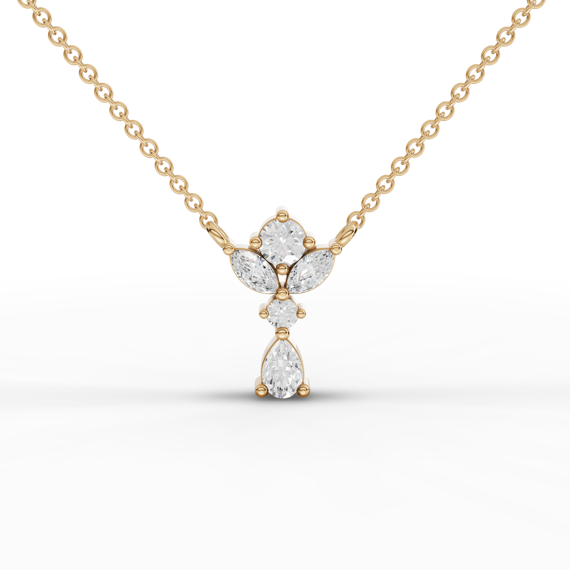 Floral Drop Statement Moissanite Diamond Pendant Necklace