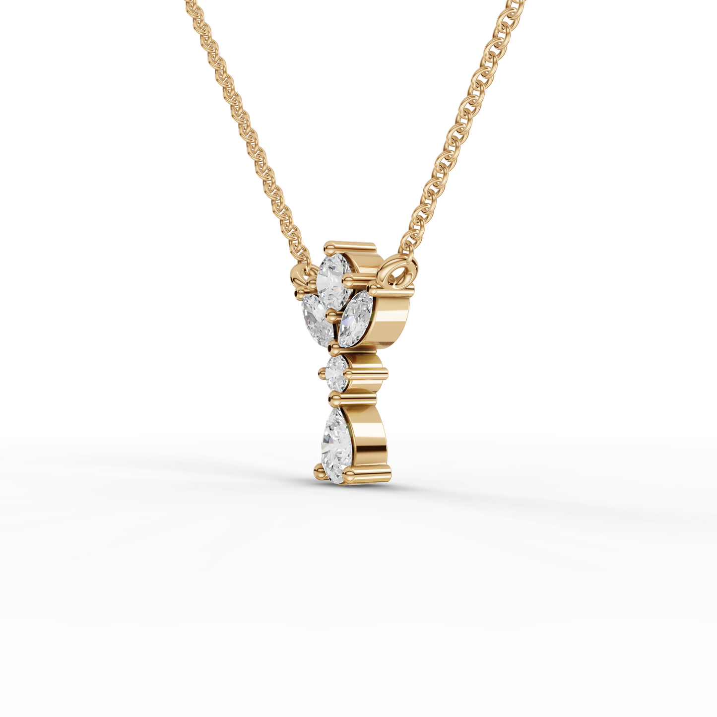 Floral Drop Statement Moissanite Diamond Pendant Necklace