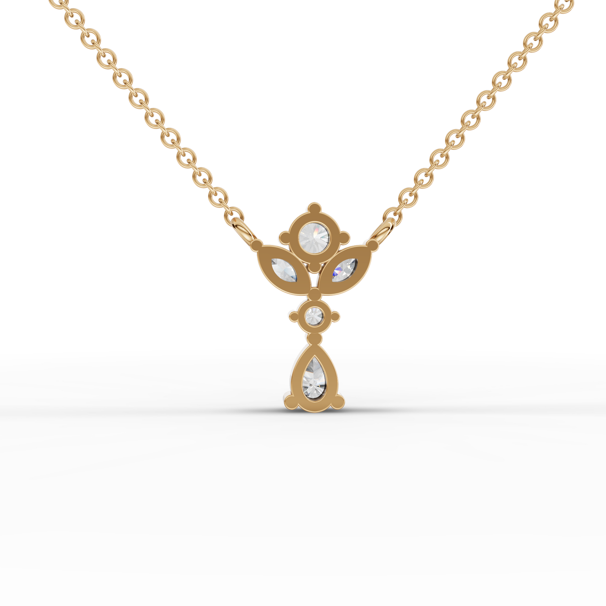 Floral Drop Statement Moissanite Diamond Pendant Necklace