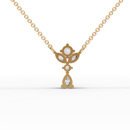 Floral Drop Statement Moissanite Diamond Pendant Necklace
