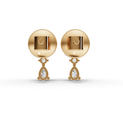 Floral Drop Moissanite Diamond Earrings With Marquise & Pear Diamonds