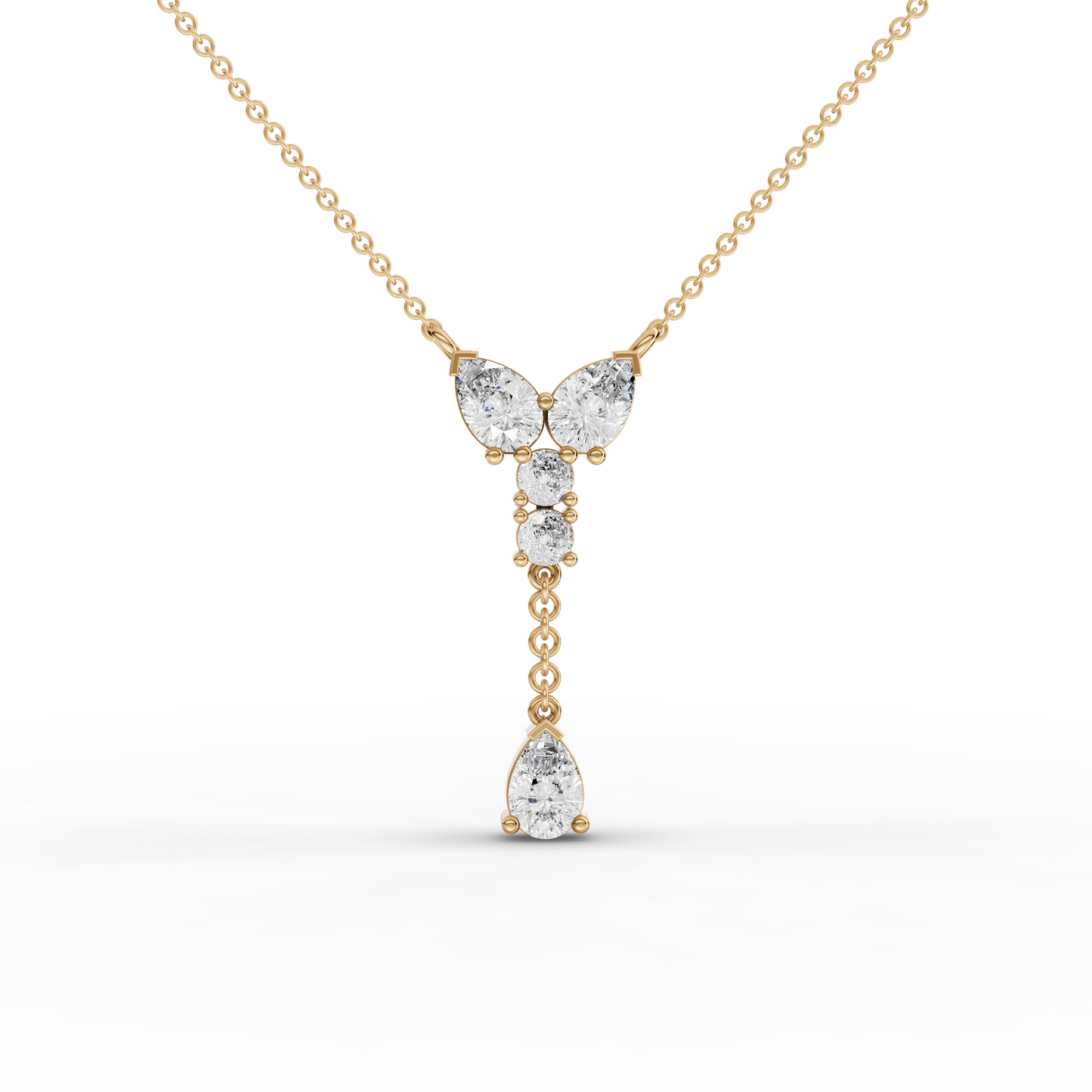 Pear & Round Drop Moissanite Diamond Necklace