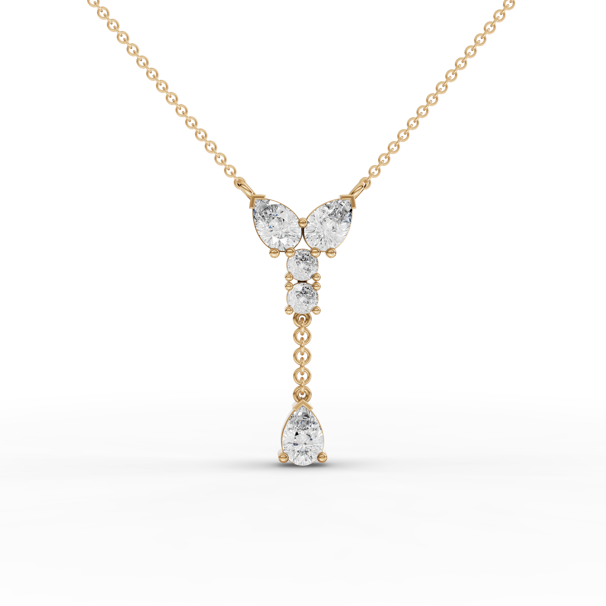 Pear & Round Drop Moissanite Diamond Necklace