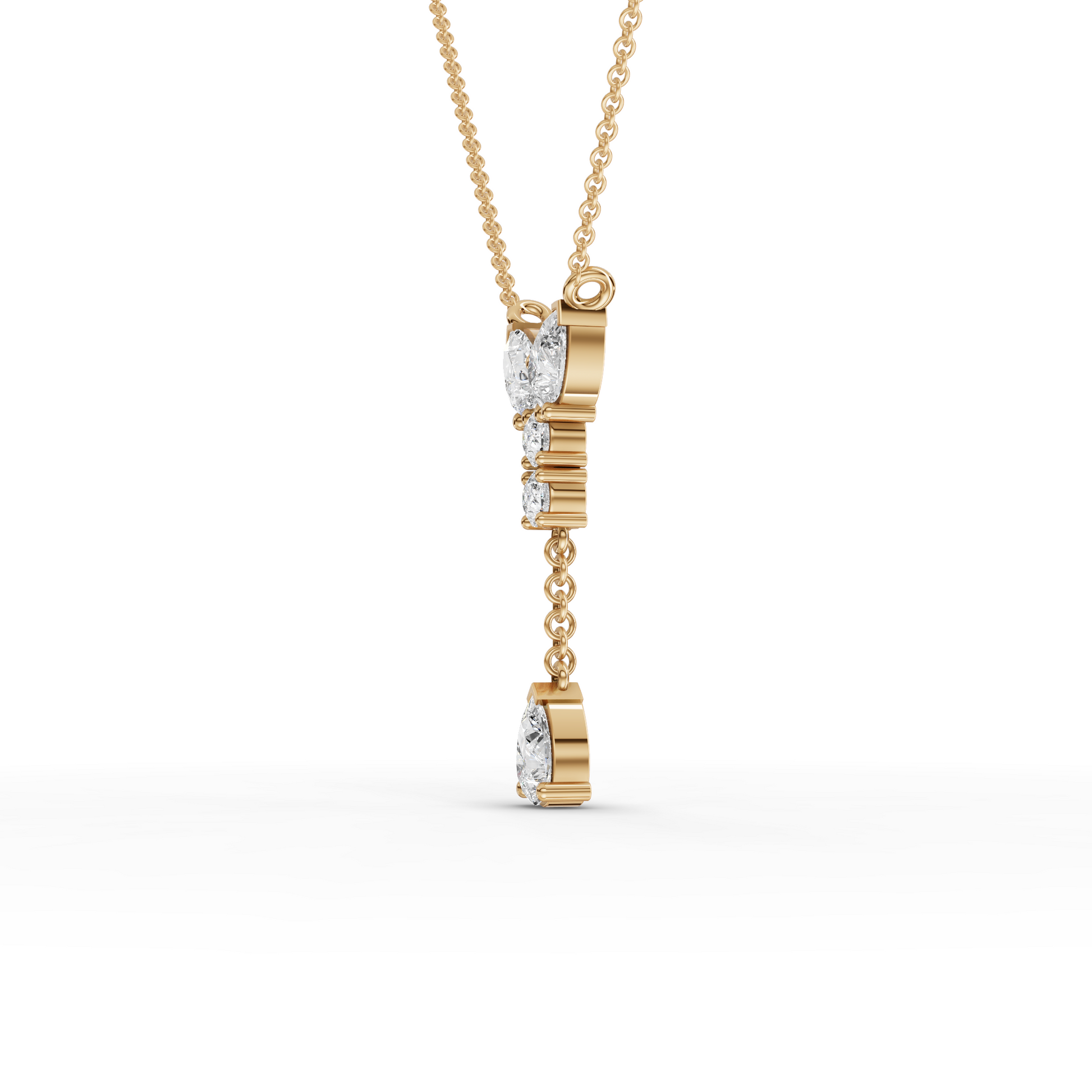 Pear & Round Drop Moissanite Diamond Necklace