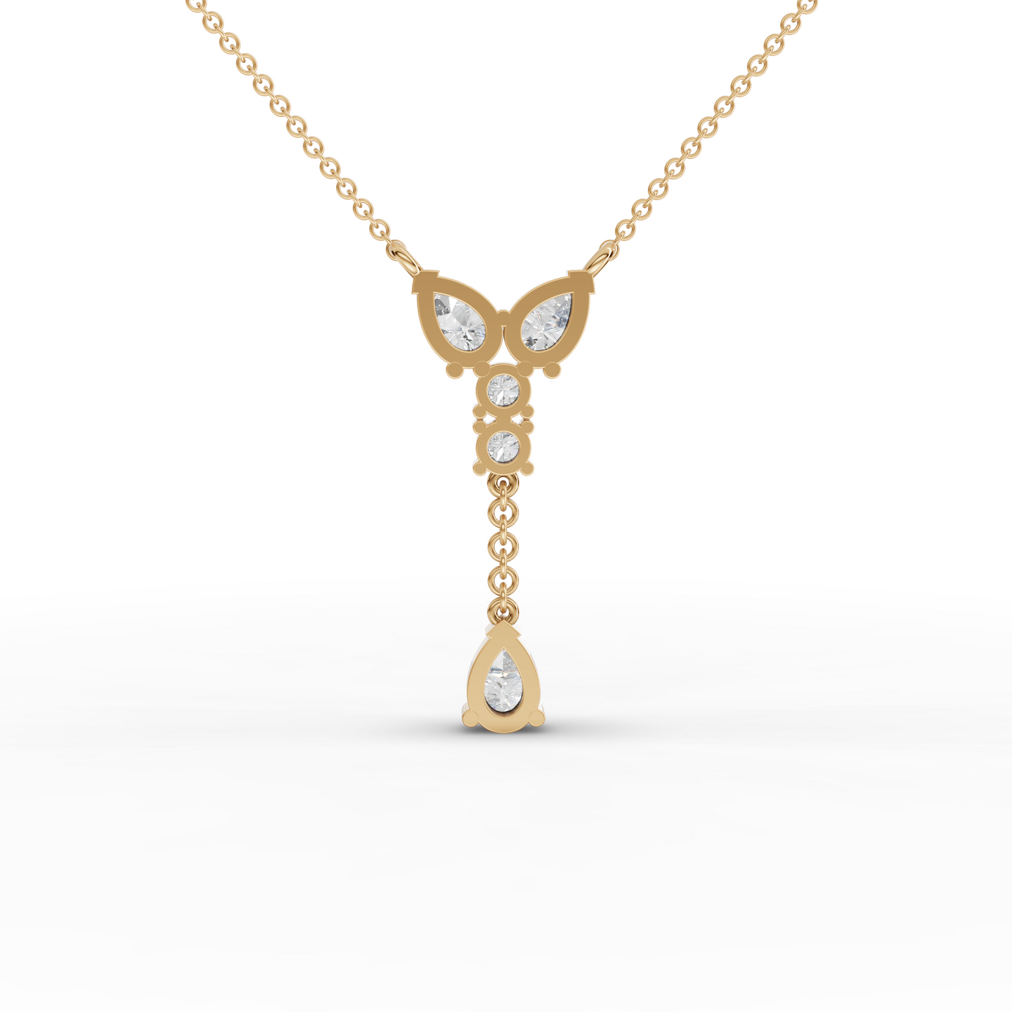 Pear & Round Drop Moissanite Diamond Necklace
