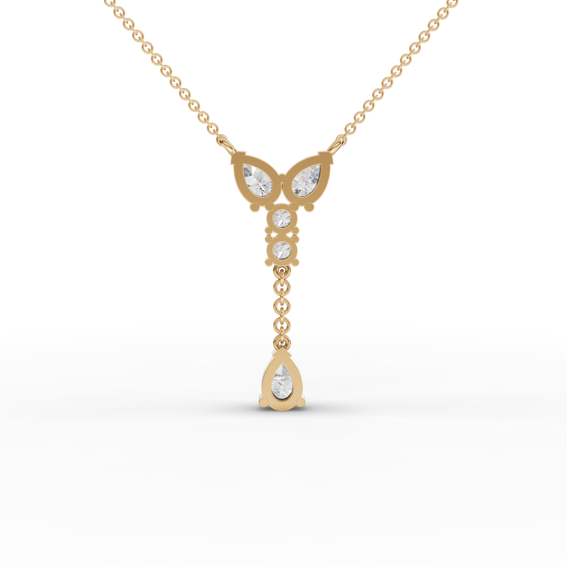 Pear & Round Drop Moissanite Diamond Necklace