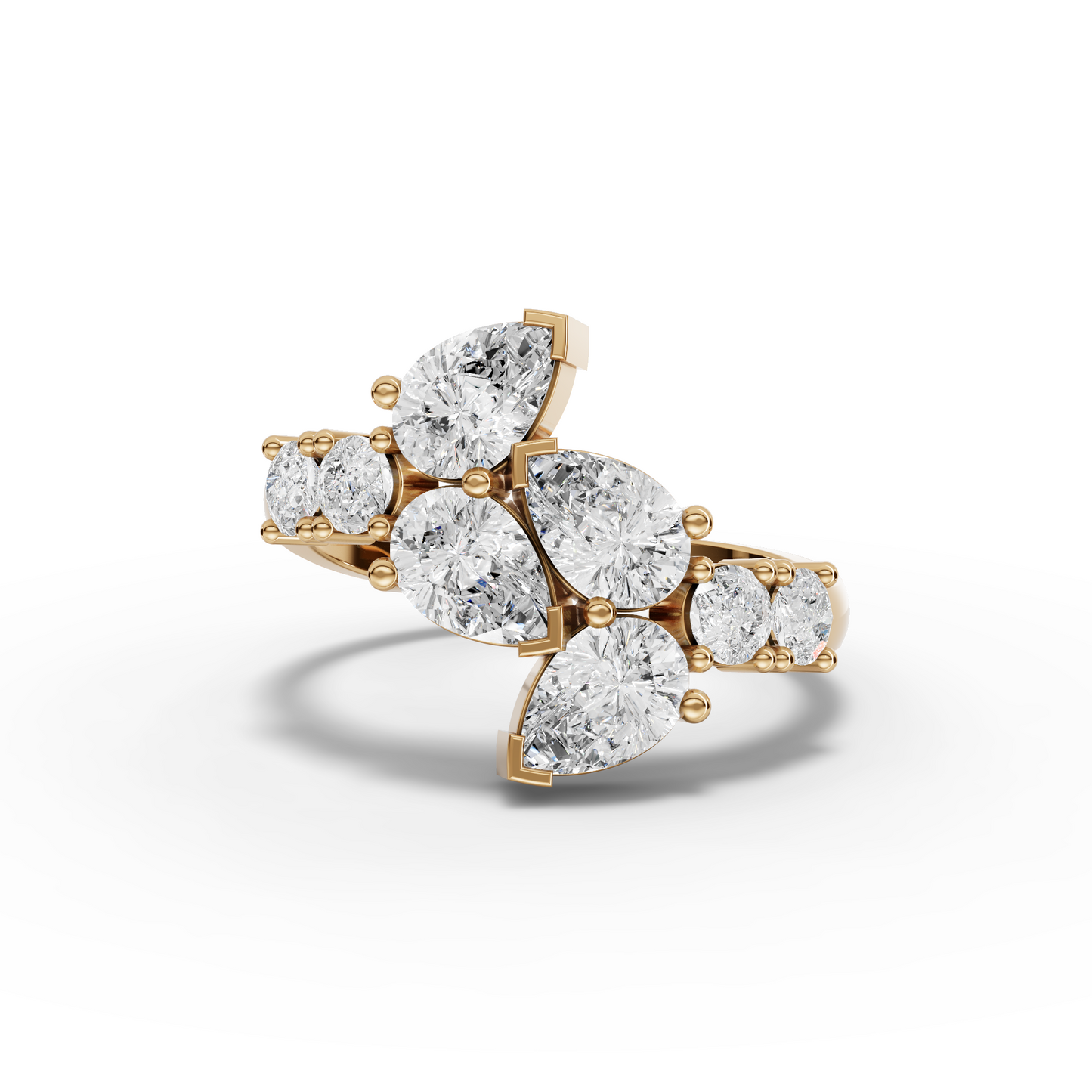 Pear & Round Statement Moissanite Diamond Ring