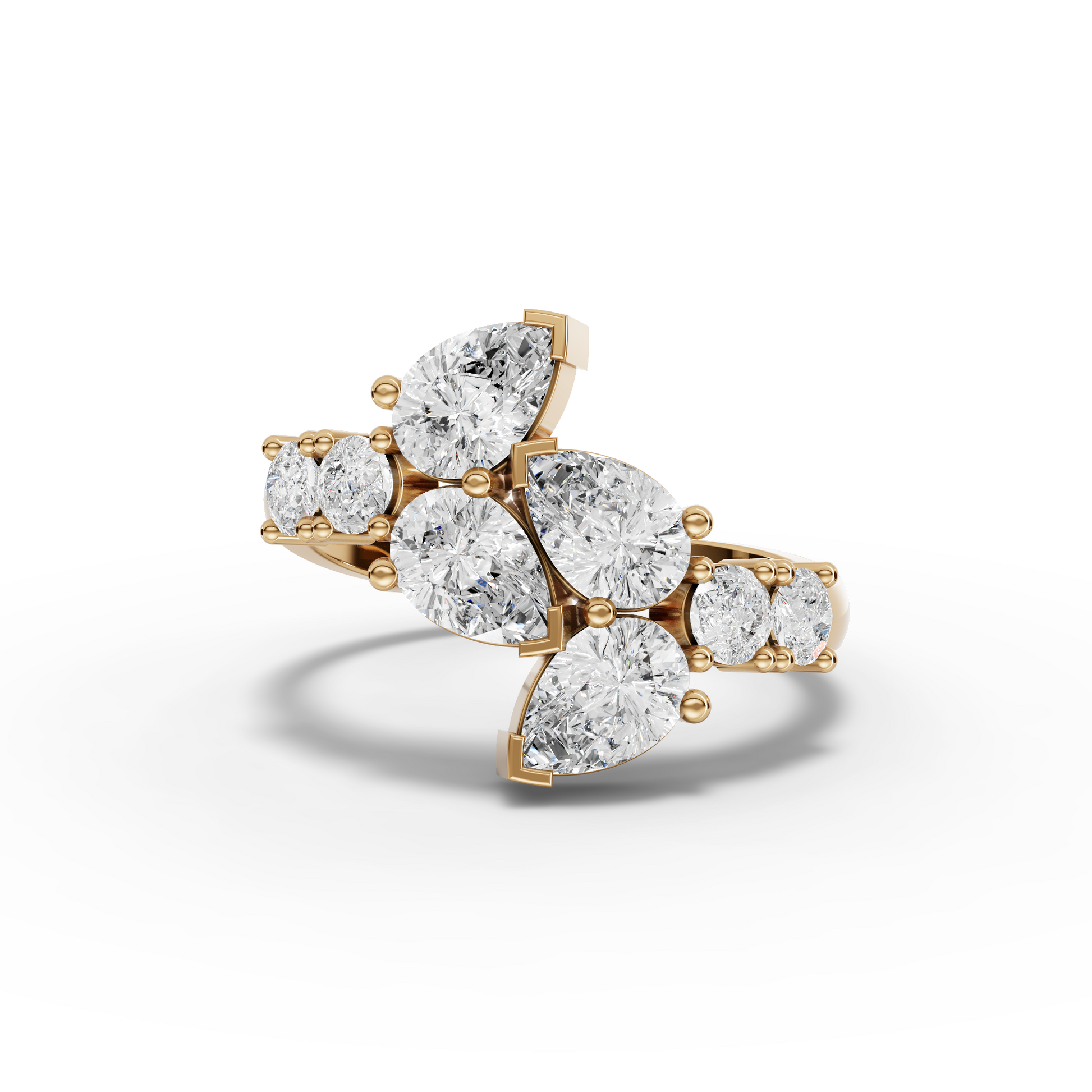 Pear & Round Statement Moissanite Diamond Ring