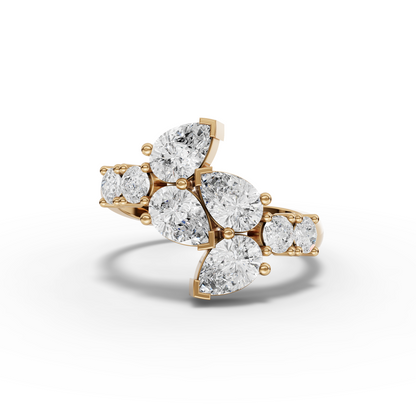 Pear & Round Statement Moissanite Diamond Ring