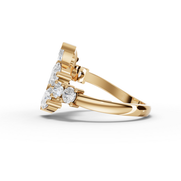 Pear & Round Statement Moissanite Diamond Ring