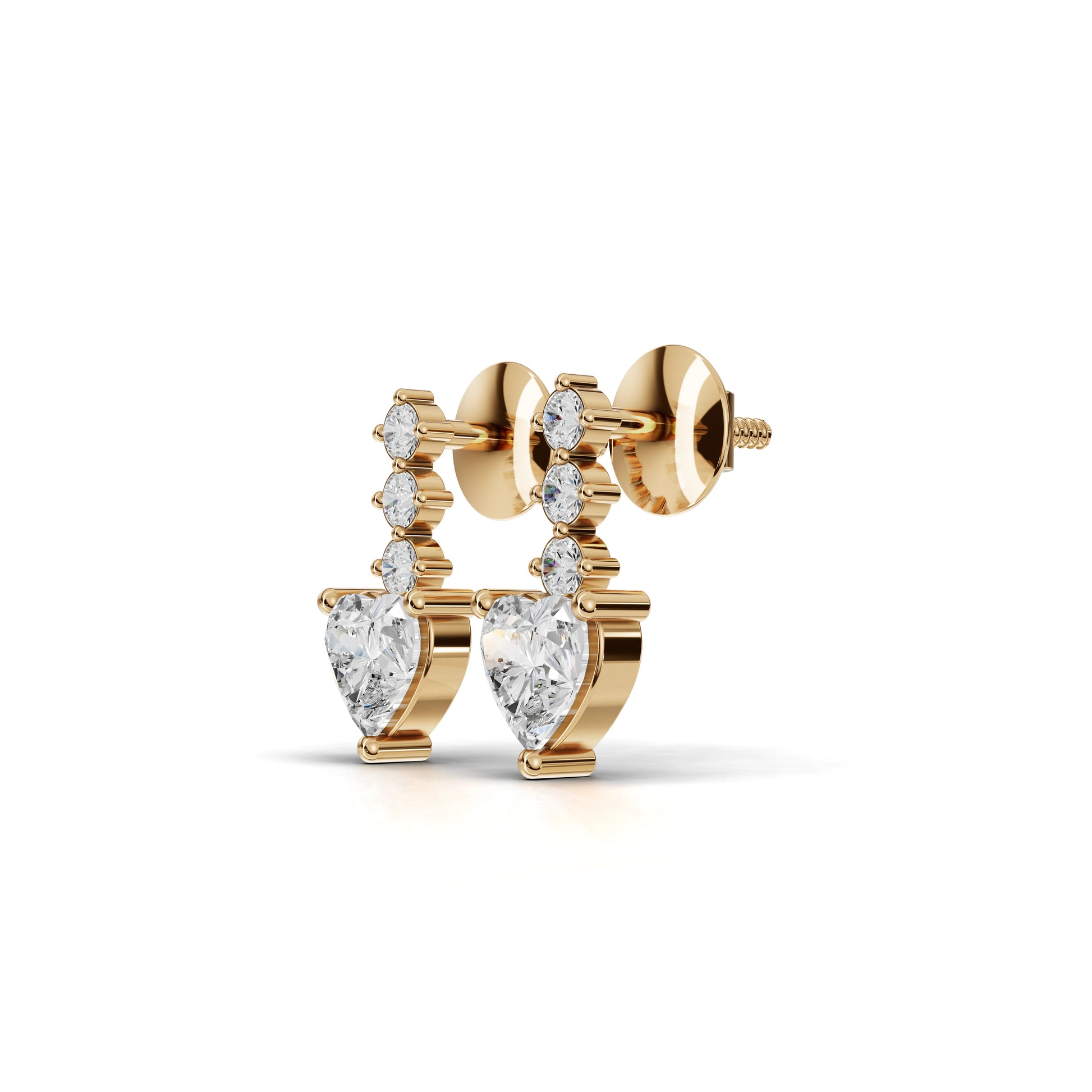 Heart Graduated Drop Moissanite Diamond Earrings