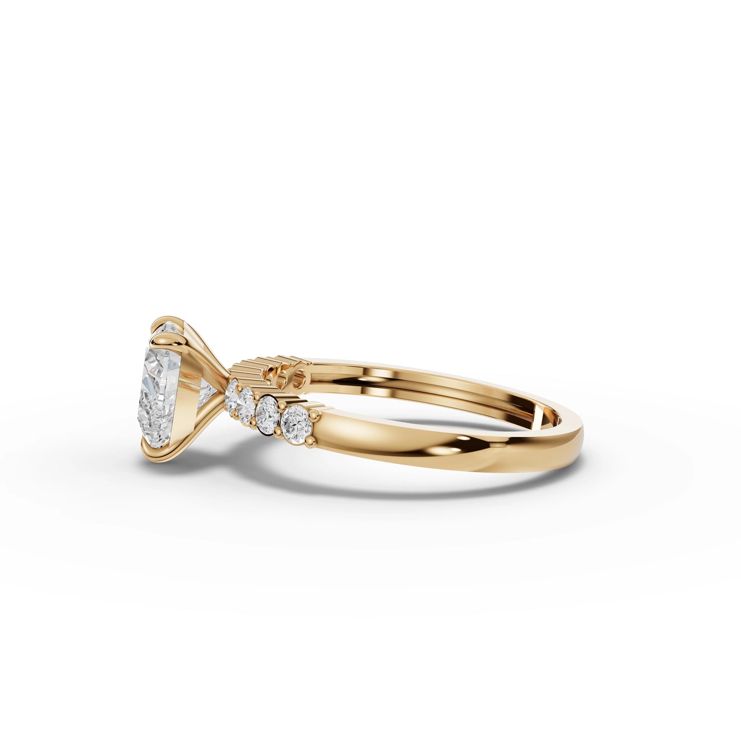 Heart Solitaire Pavé Moissanite Diamond Ring