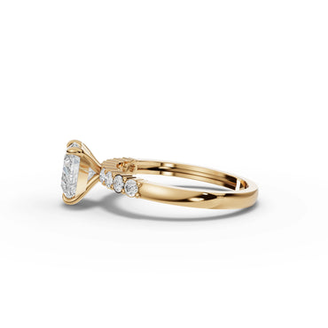 Heart Solitaire Pavé Moissanite Diamond Ring