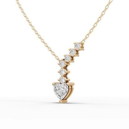 Heart Graduated Drop Lab Diamond Necklace