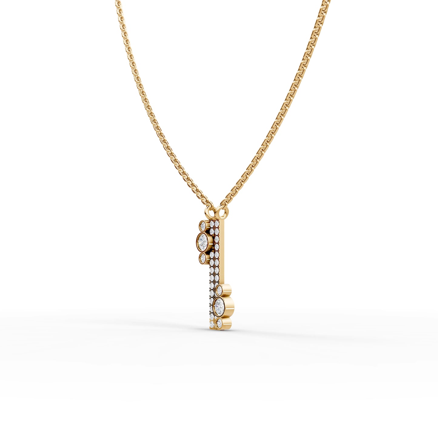 Asymmetrical Moissanite Diamond Bar Pendant Necklace