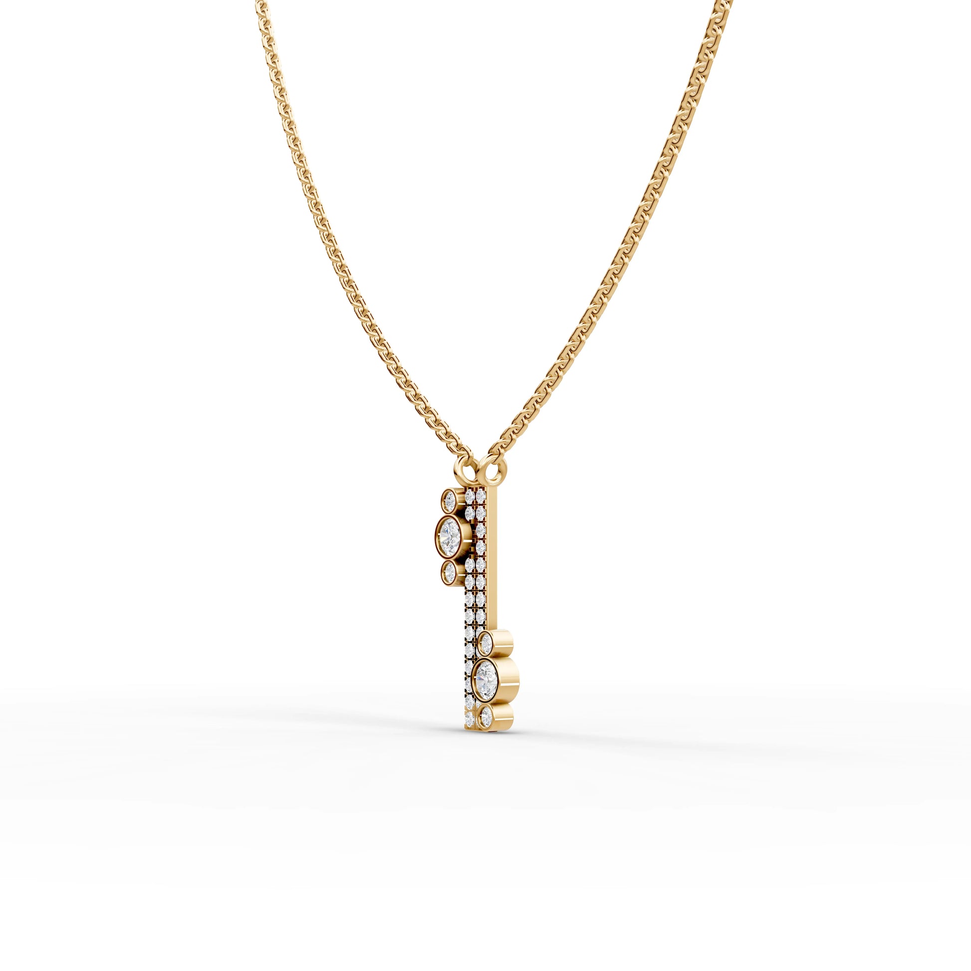 Asymmetrical Moissanite Diamond Bar Pendant Necklace