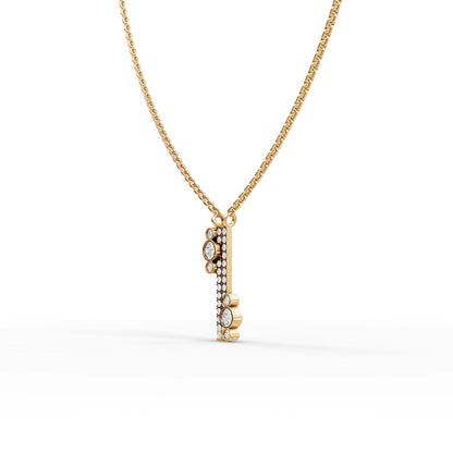 Asymmetrical Moissanite Diamond Bar Pendant Necklace