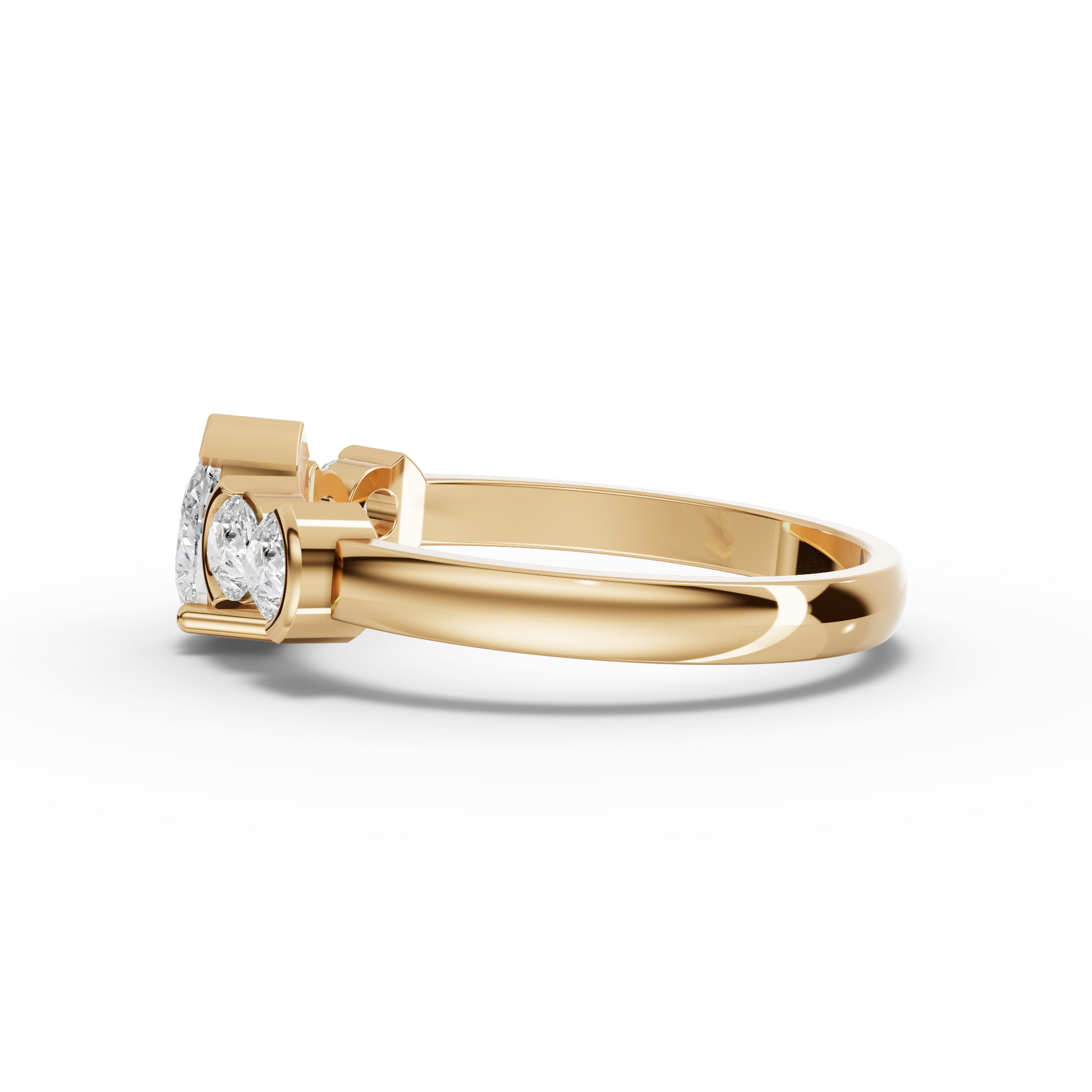 Pear Moissanite Diamond Ring With Round Accent Stones