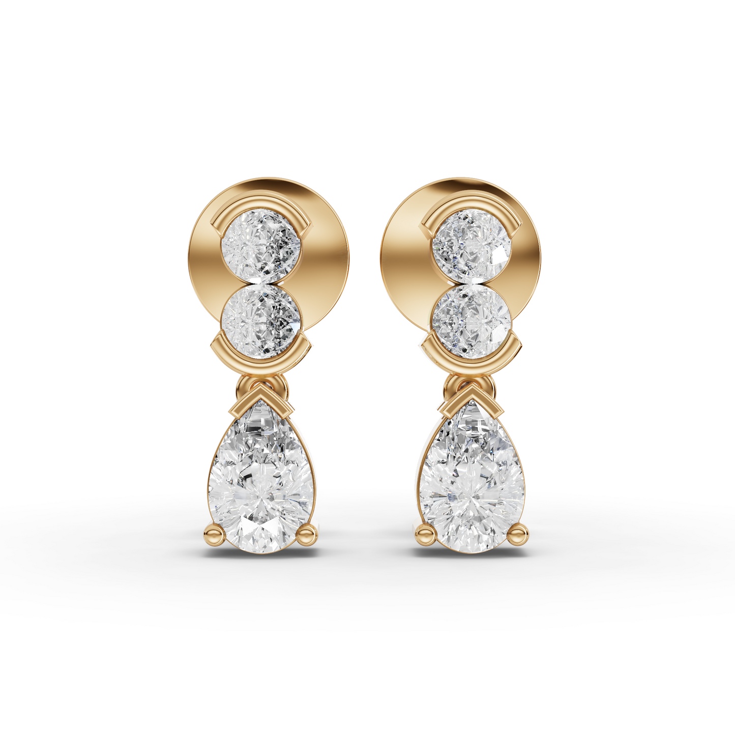 Pear Drop Moissanite Diamond Earrings With Round Bezel Accents