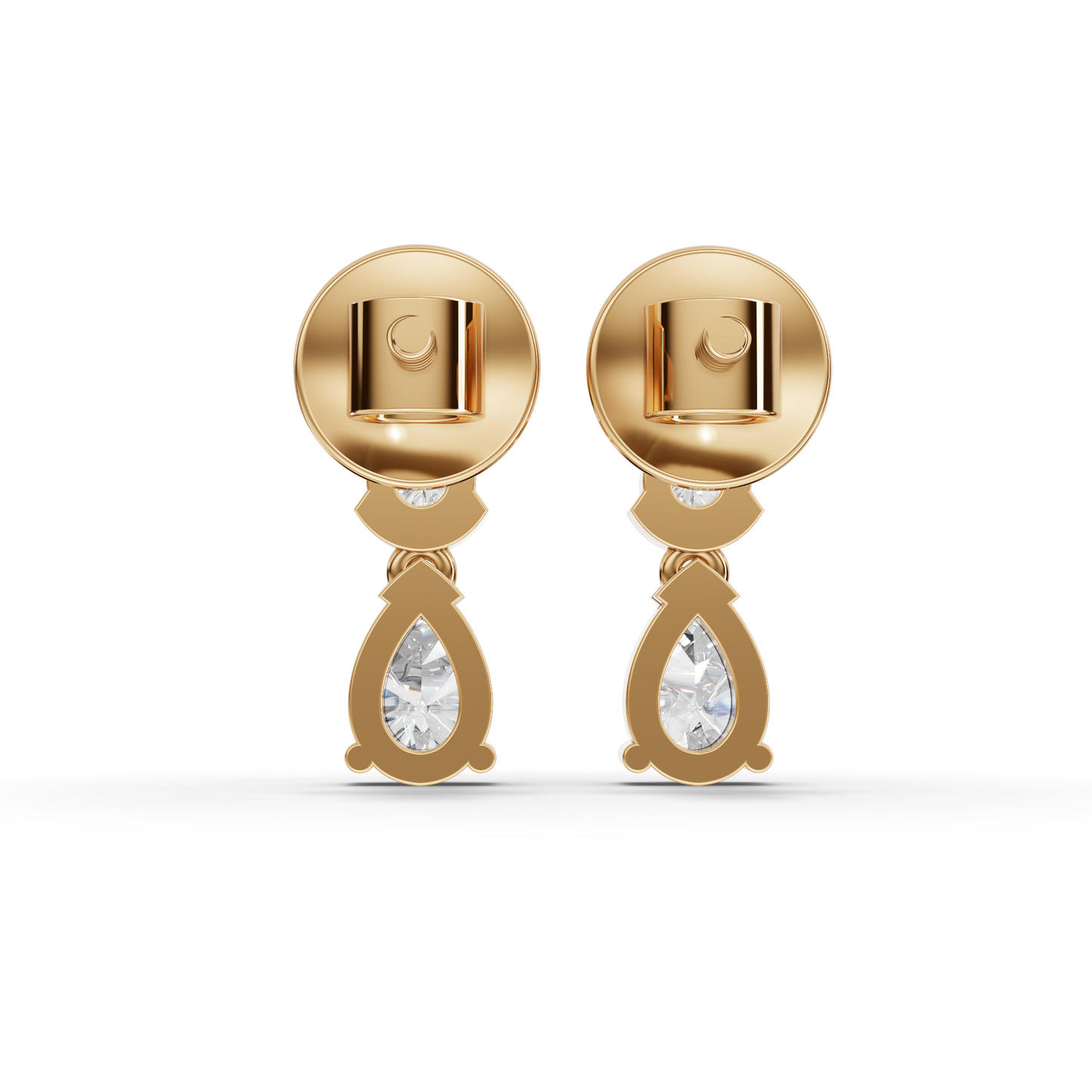 Pear Drop Moissanite Diamond Earrings With Round Bezel Accents