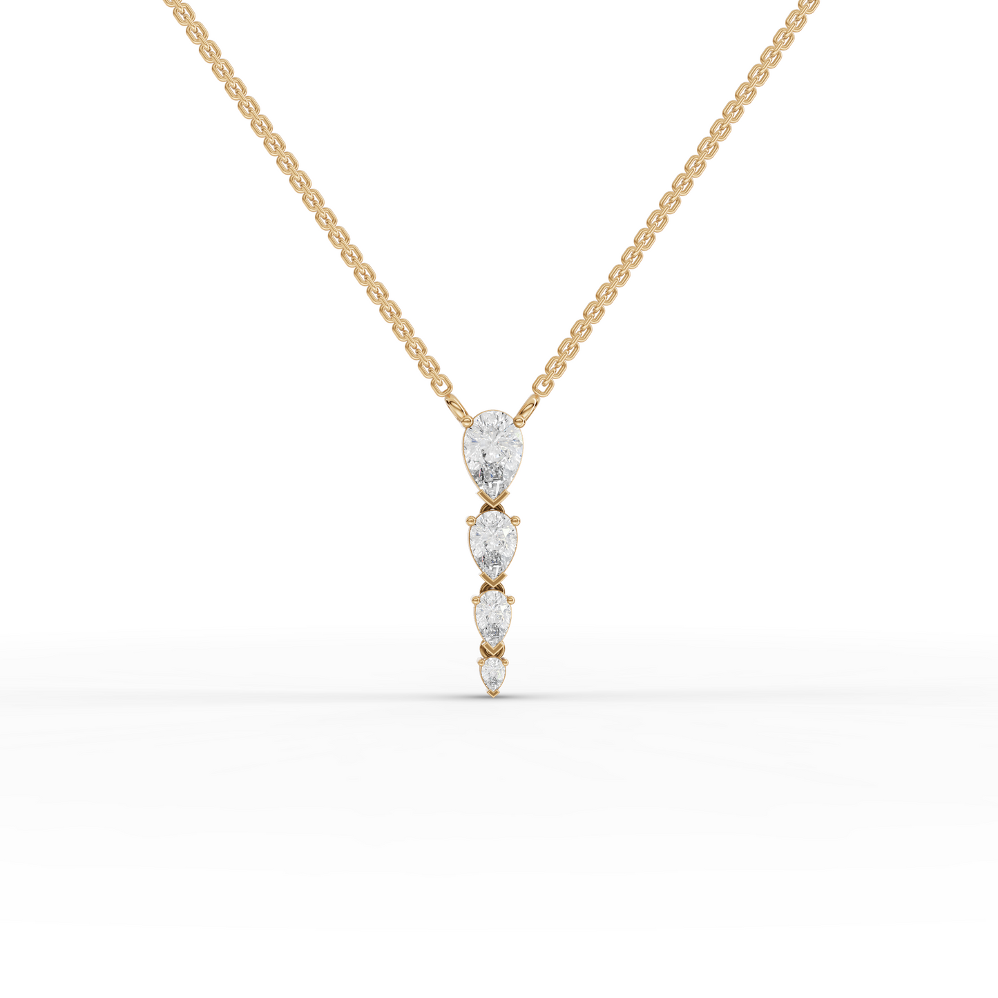 Vertical Pear Drop Moissanite Diamond Pendant Necklace