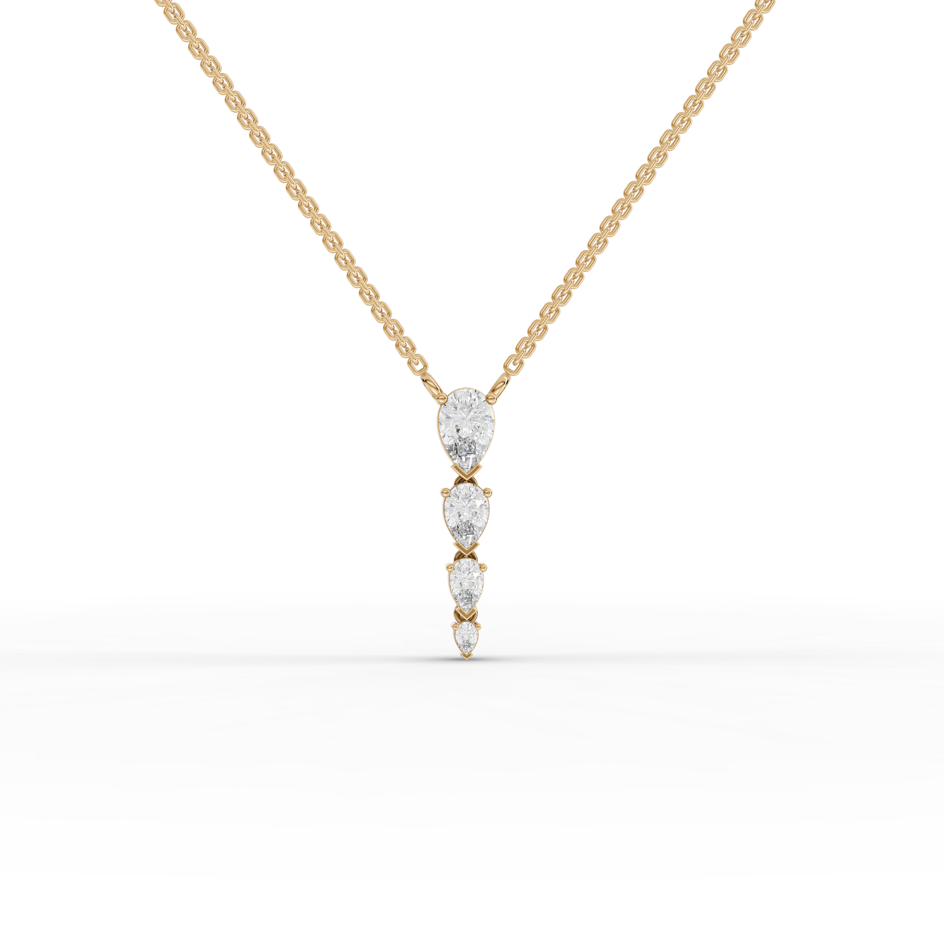 Vertical Pear Drop Moissanite Diamond Pendant Necklace