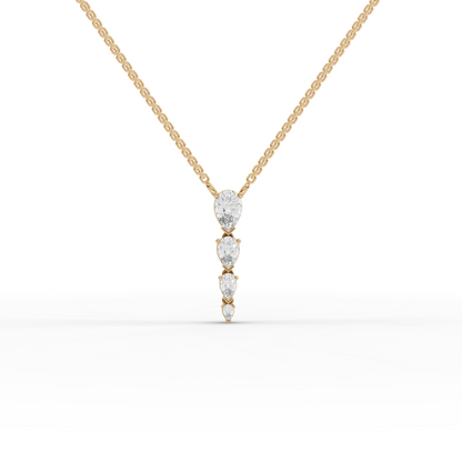 Vertical Pear Drop Moissanite Diamond Pendant Necklace