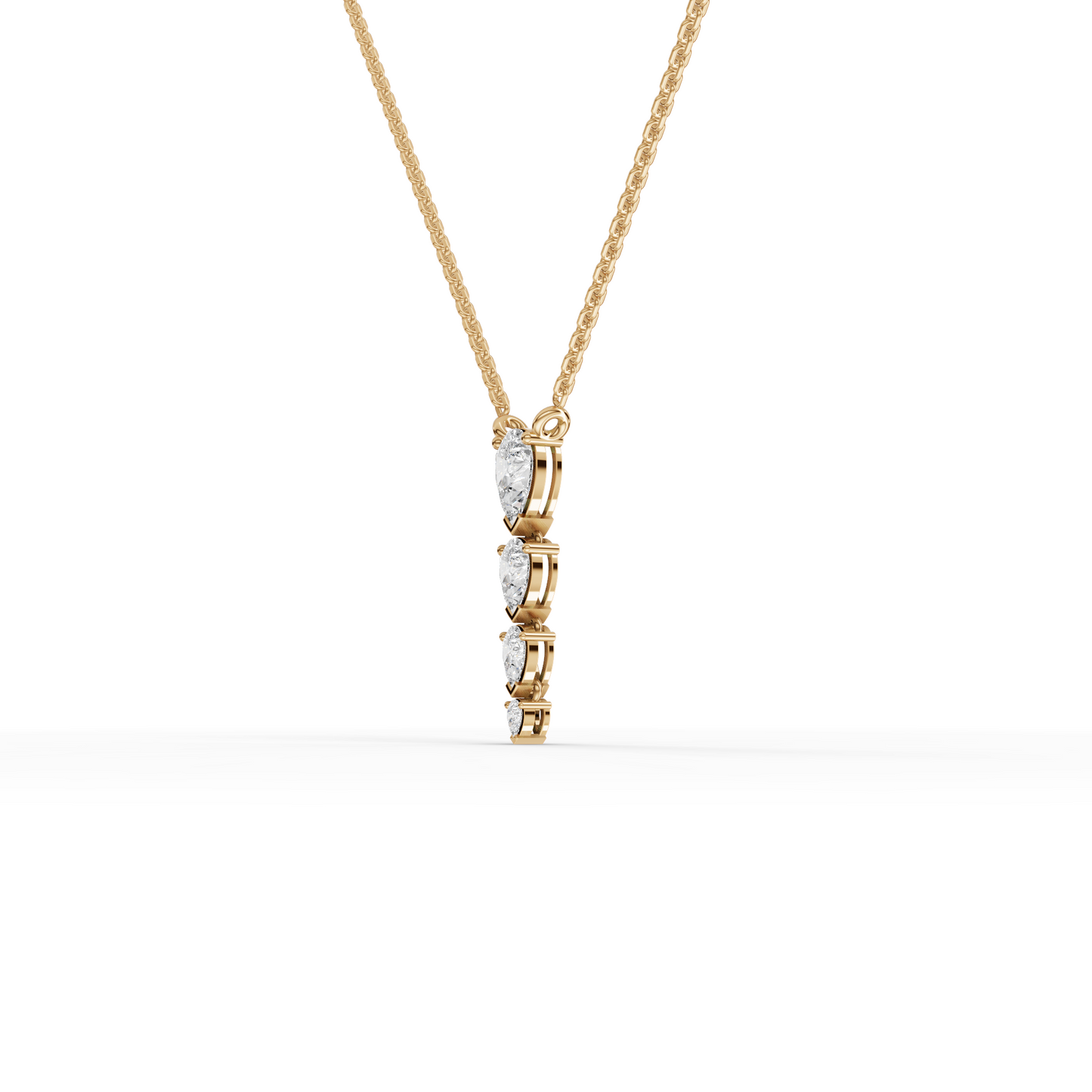 Vertical Pear Drop Moissanite Diamond Pendant Necklace