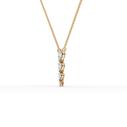 Vertical Pear Drop Moissanite Diamond Pendant Necklace