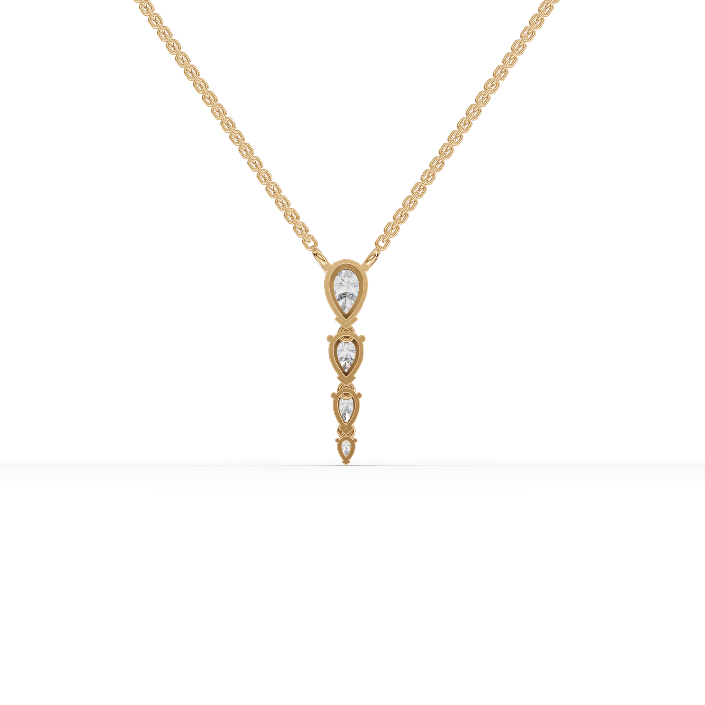 Vertical Pear Drop Moissanite Diamond Pendant Necklace